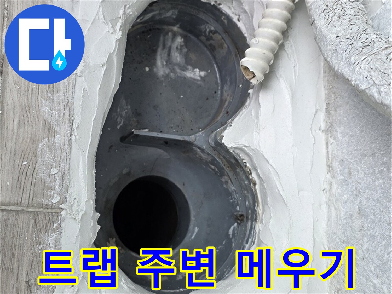 중계동 청구3차 아파트 하수구 - 배수 트랩 주변 꼼꼼하게 메우는 작업 중