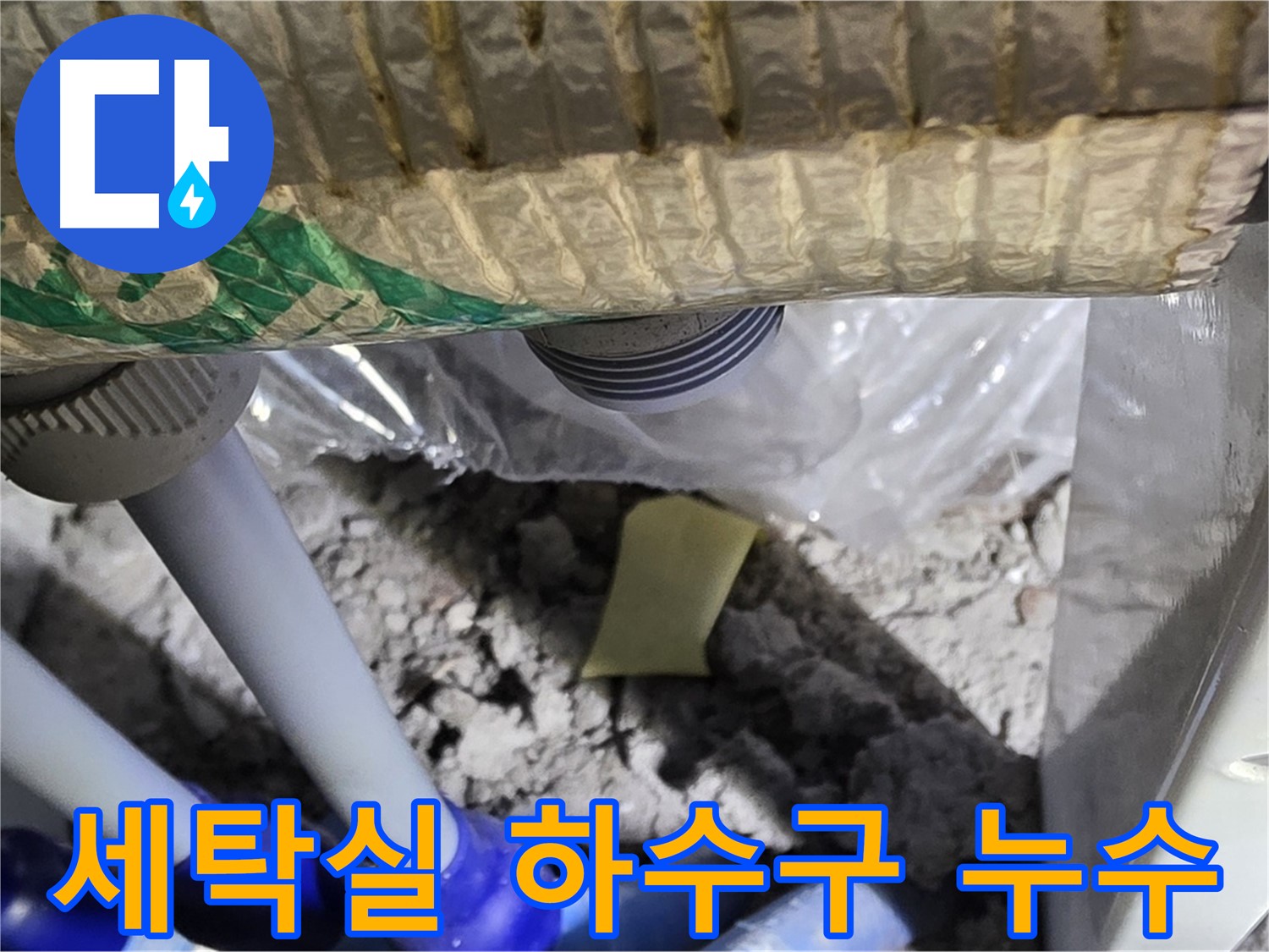세탁실 하수구 배관 누수 발견 - 초기 점검