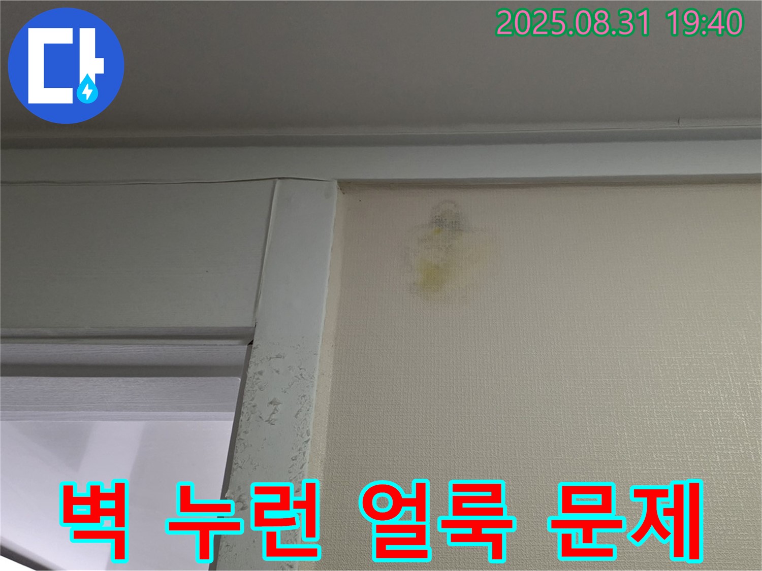 벽 누런 얼룩 문제 - 성남 분당 삼평동 누수 - 전문가 해결