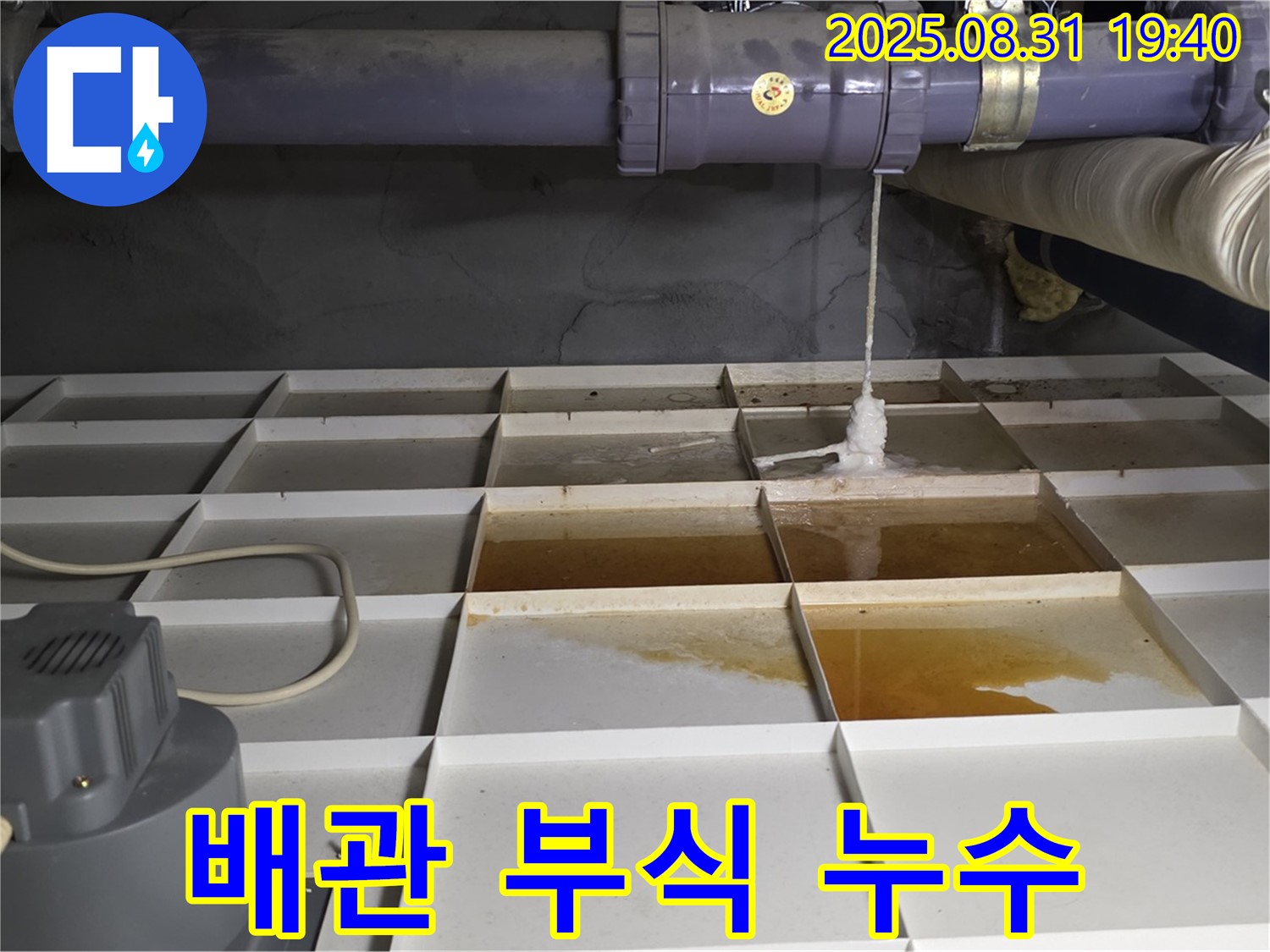 산운로 121 건물 누수 - 배관 부식으로 누수 발생, 신속 해결