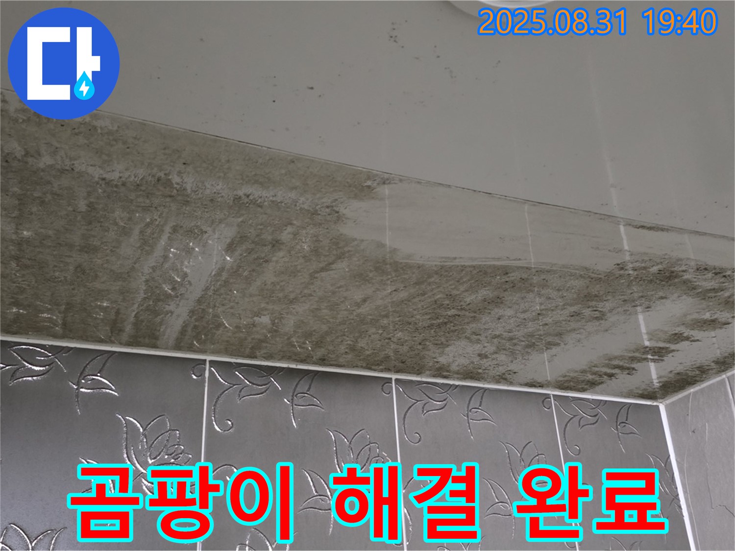 산운로 욕실 천장 - 누수와 곰팡이 해결 후 깨끗