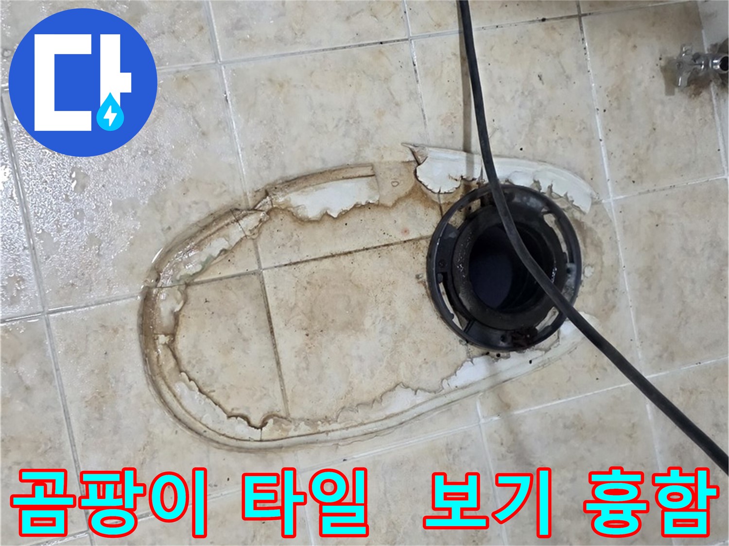 변기 누수 - 곰팡이 핀 타일, 보기 흉하죠?