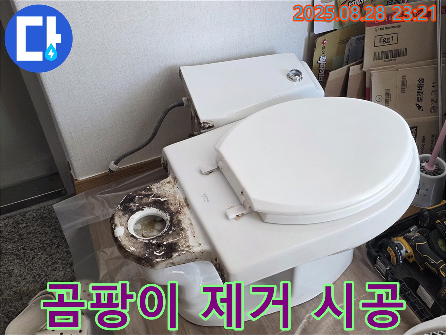 변기 누수 - 중랑구 묵동 변기 틈새 곰팡이 제거 후 실리콘 시공