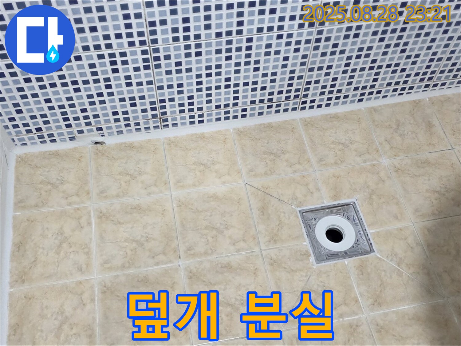 욕실 배수구 - 덮개 분실 상태