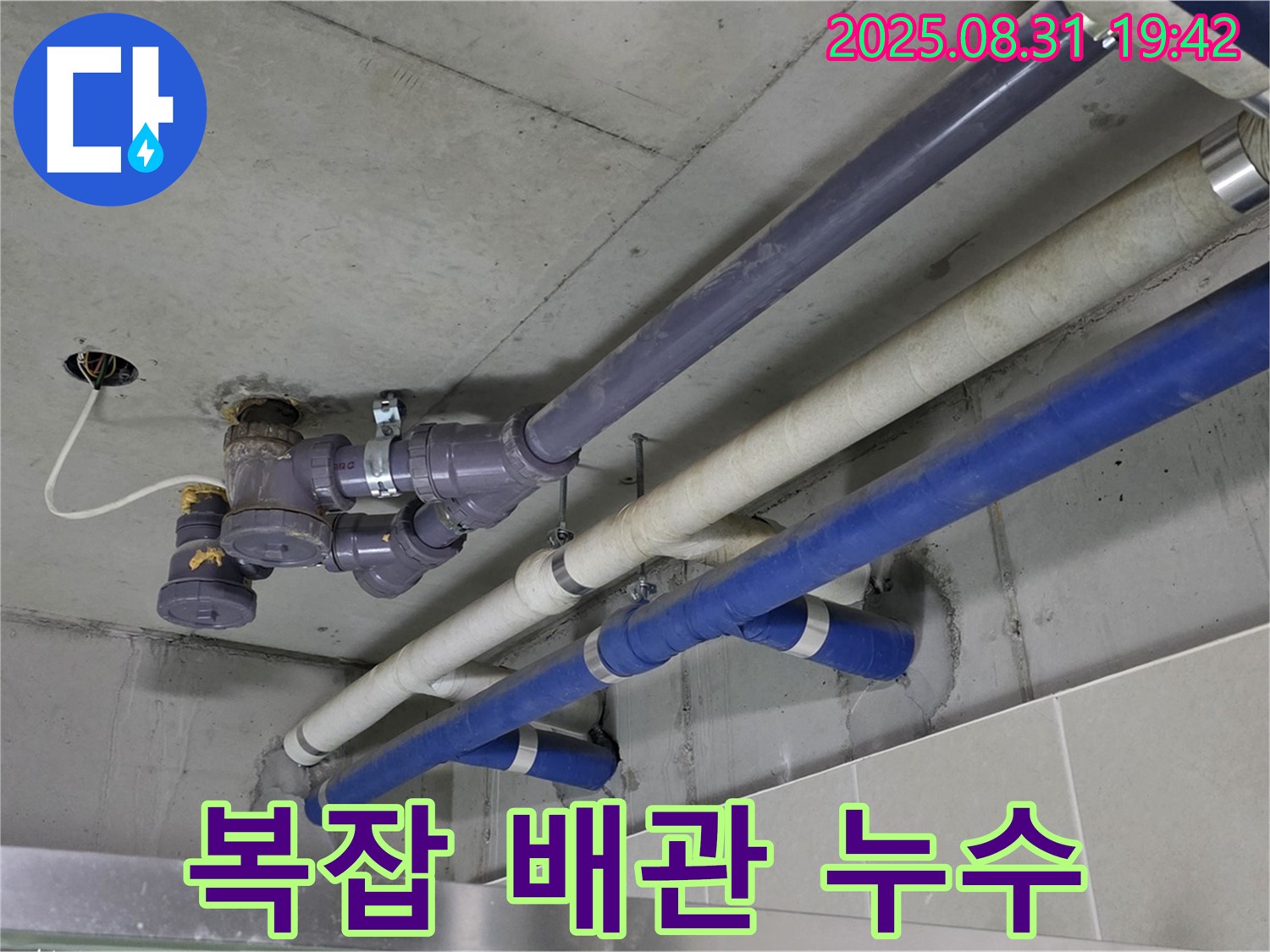 복잡한 배관 누수 - 좁은 공간, 복잡하게 얽힌 배관