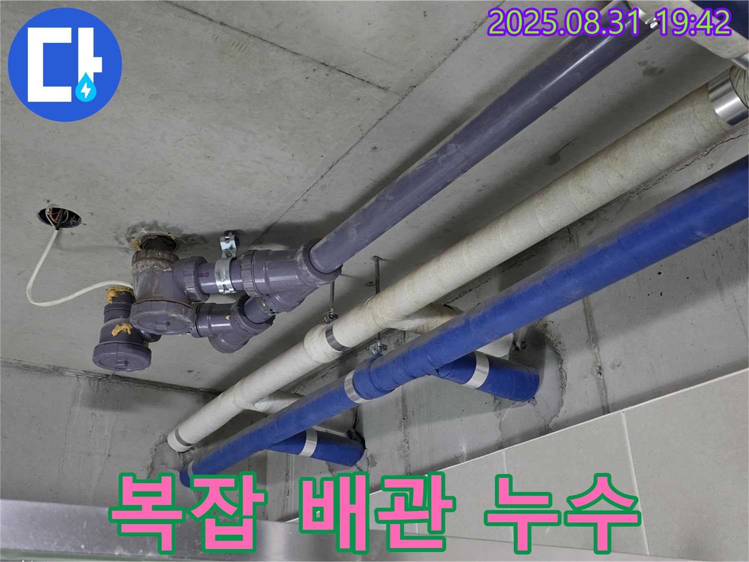 복잡한 배관 누수 - 좁은 공간, 얽히고 설킨 배관 누수