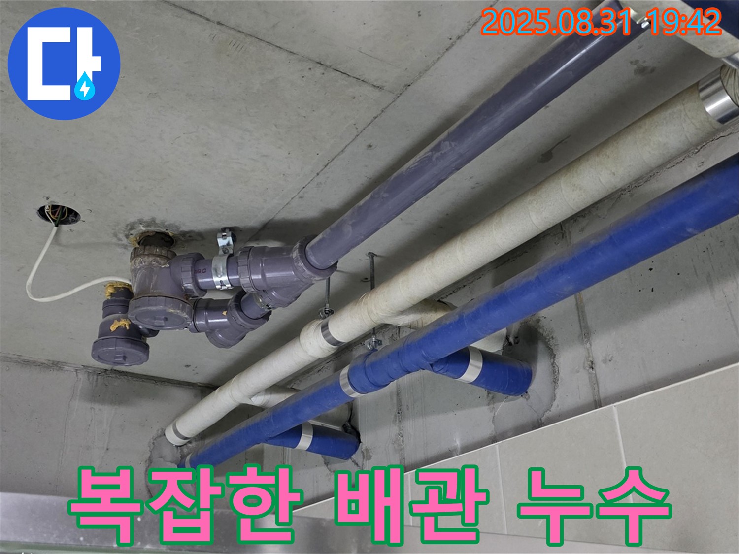 복잡한 배관 누수 - 좁은 공간, 얽히고 설킨 배관 누수