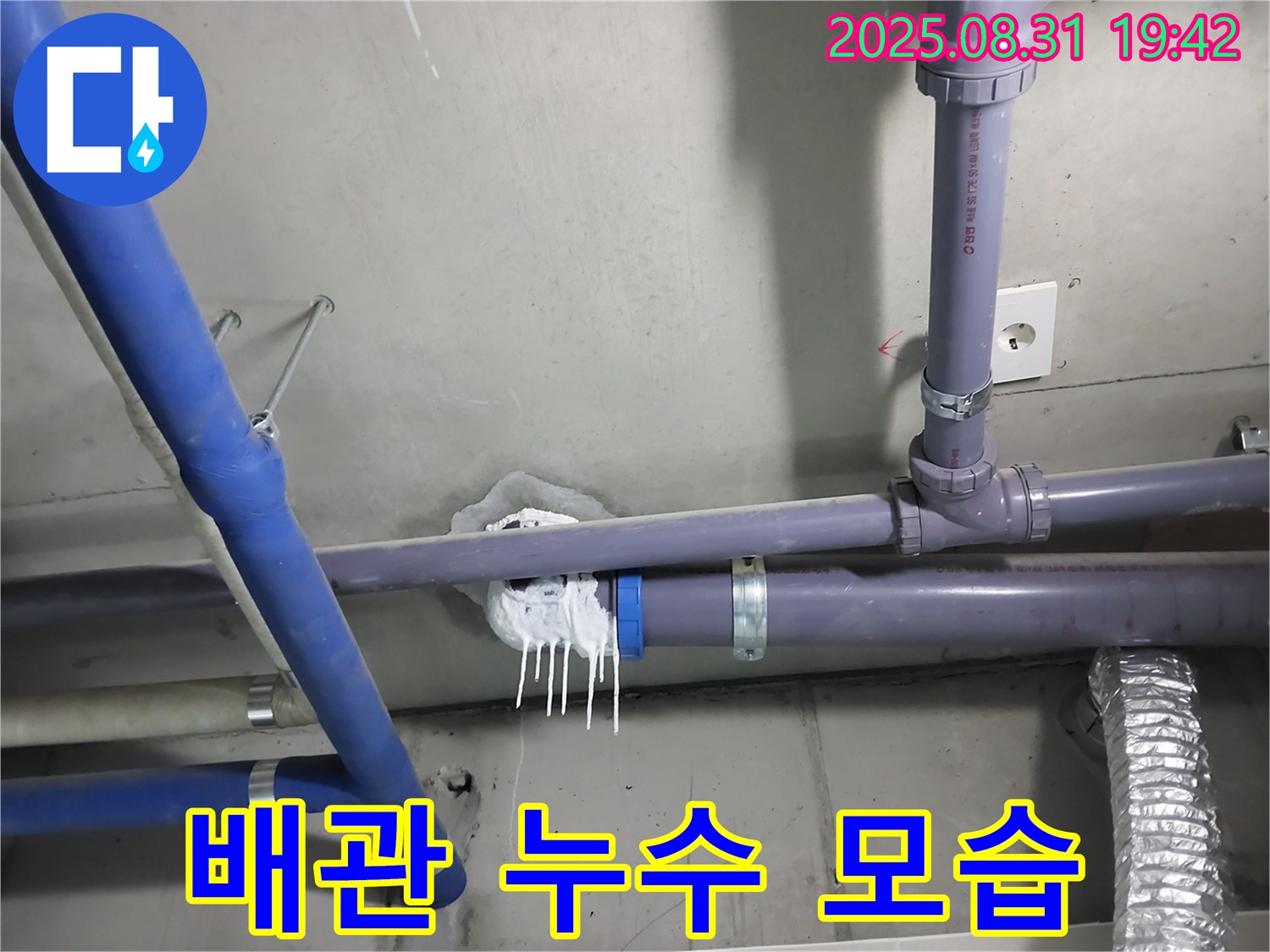 분당 운중동 누수 - 배관에서 누수가 발생한 생생한 모습