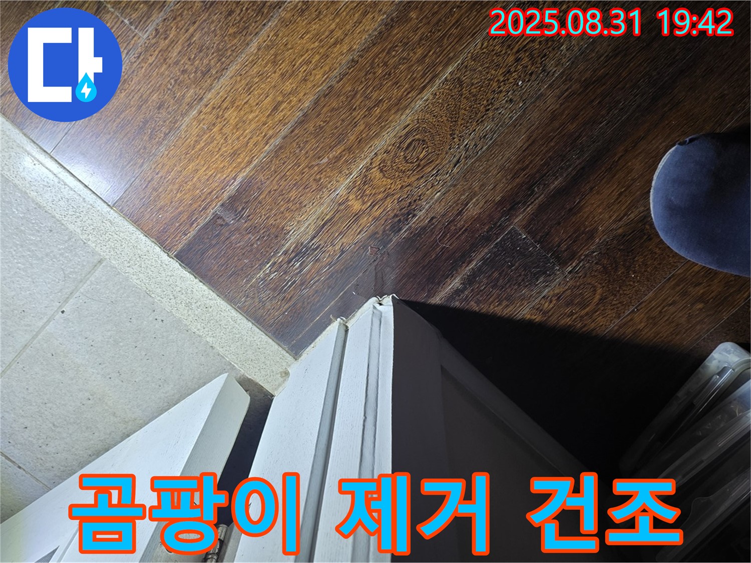 분당 운중동 산운마을 누수 - 문턱 주변 곰팡이 제거 후 완벽 건조, 뽀송뽀송하게 마무리!