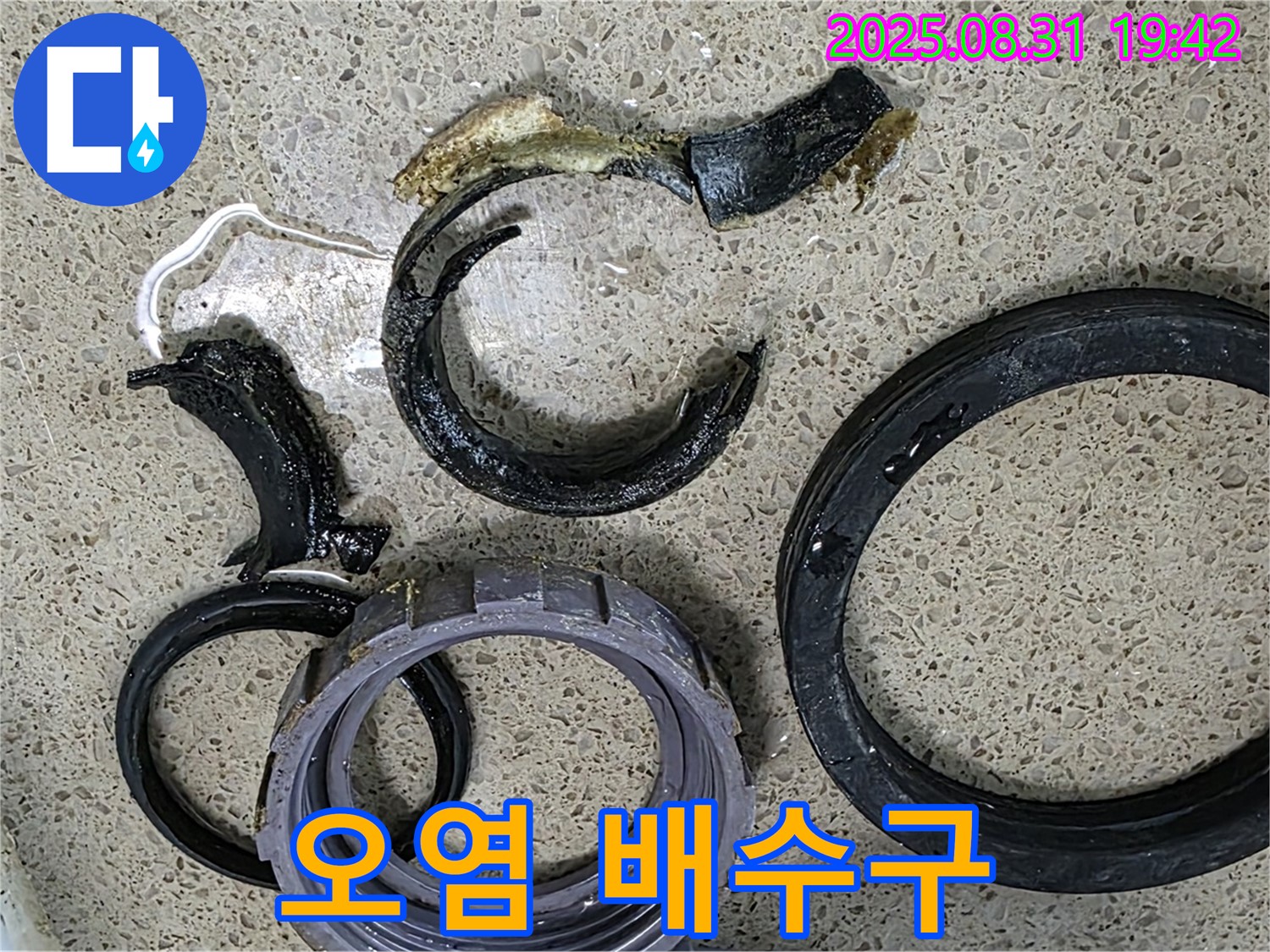 오염물질 가득한 싱크대 배수구 - 찝찝함