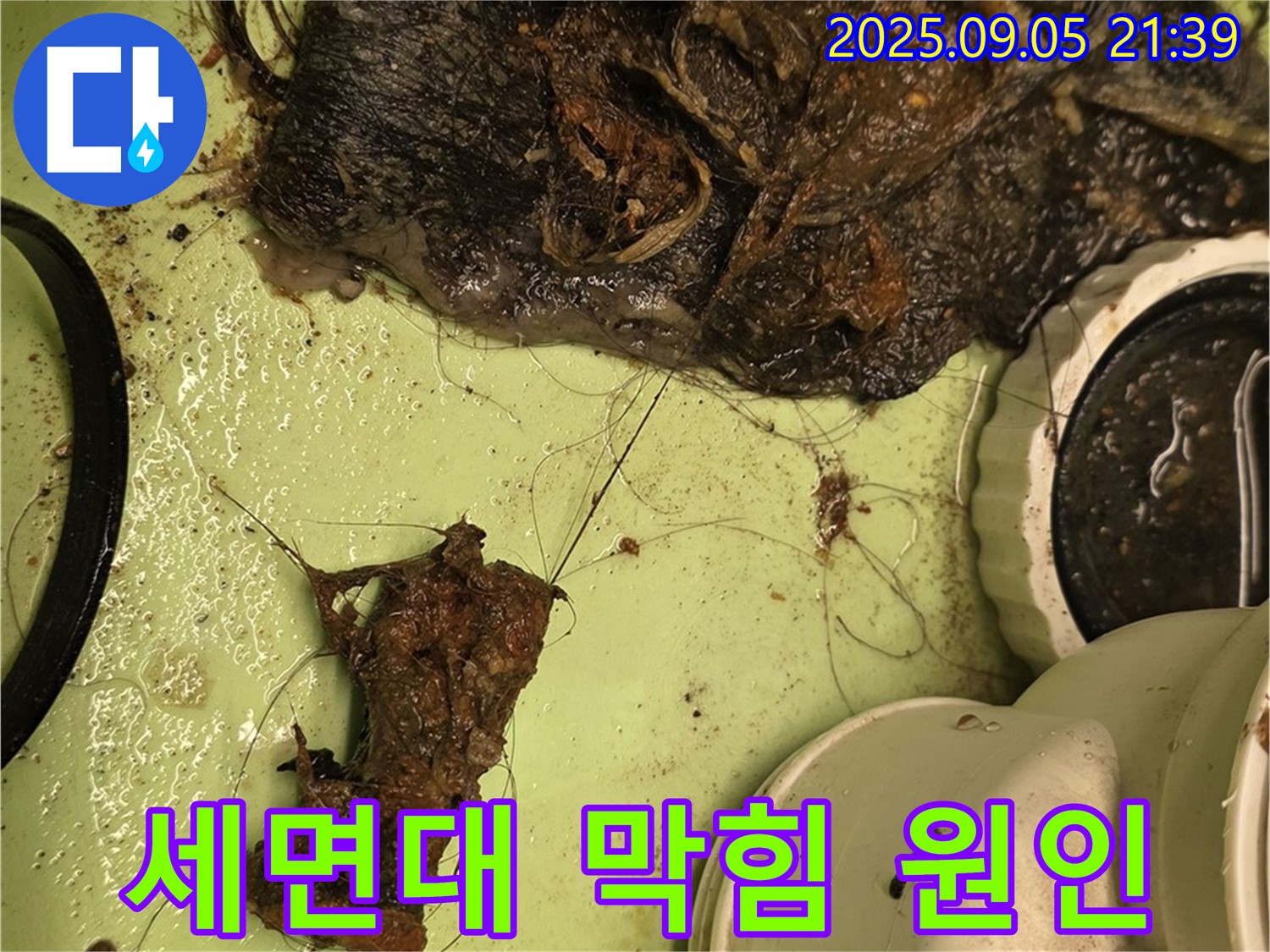 세면대 배수구 막힘 - 머리카락과 이물질 - 꼼꼼한 제거