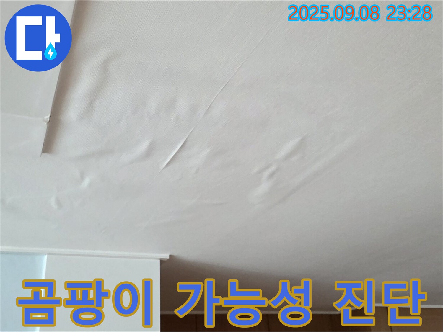 포천 일동 아파트 누수 - 천장 젖음, 벽지 곰팡이 발생 가능성 진단 중