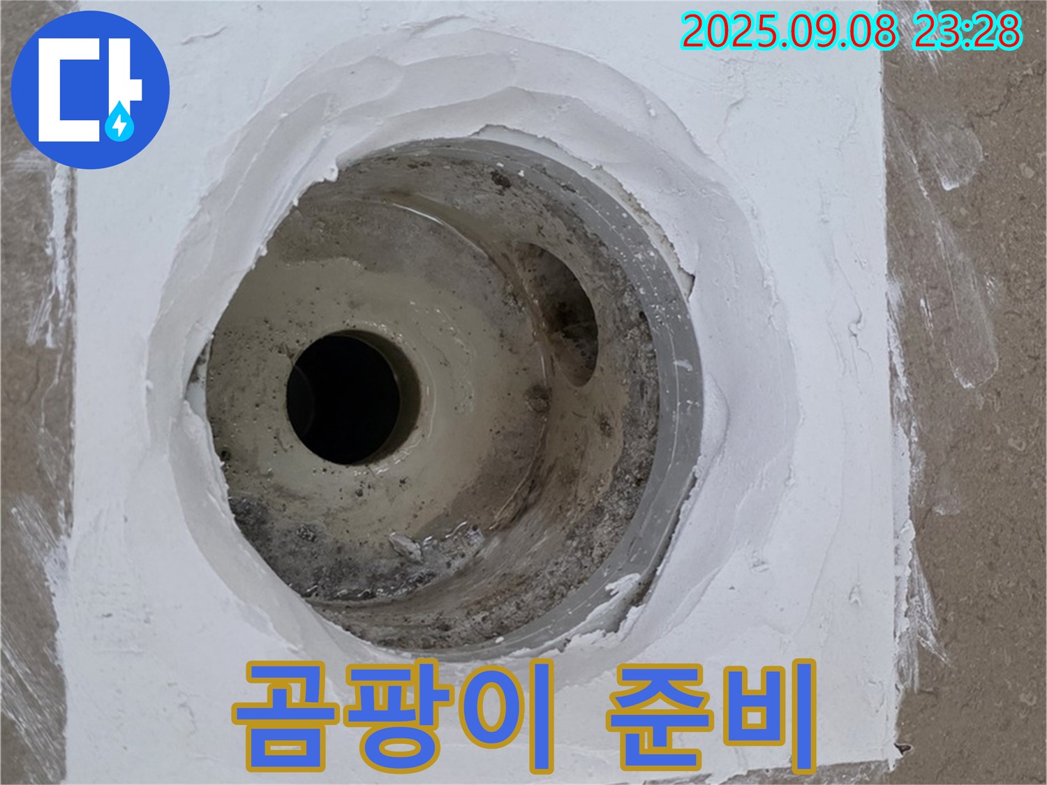 포천시 일동면 아파트 욕실 배수구 주변 누수 - 곰팡이 제거 준비 작업