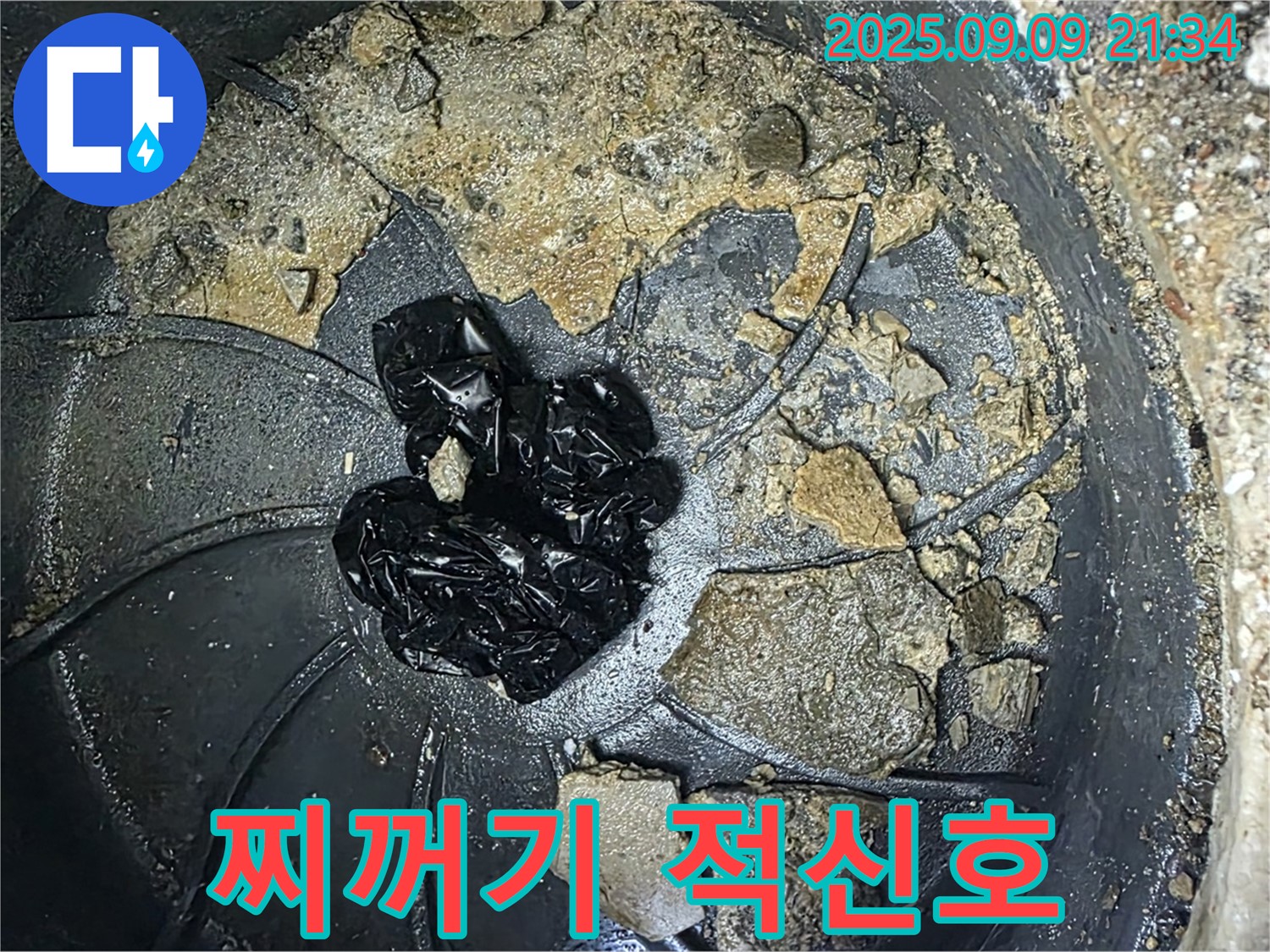 배수구 속 검은 찌꺼기 - 누수 적신호 발령 직전입니다.
