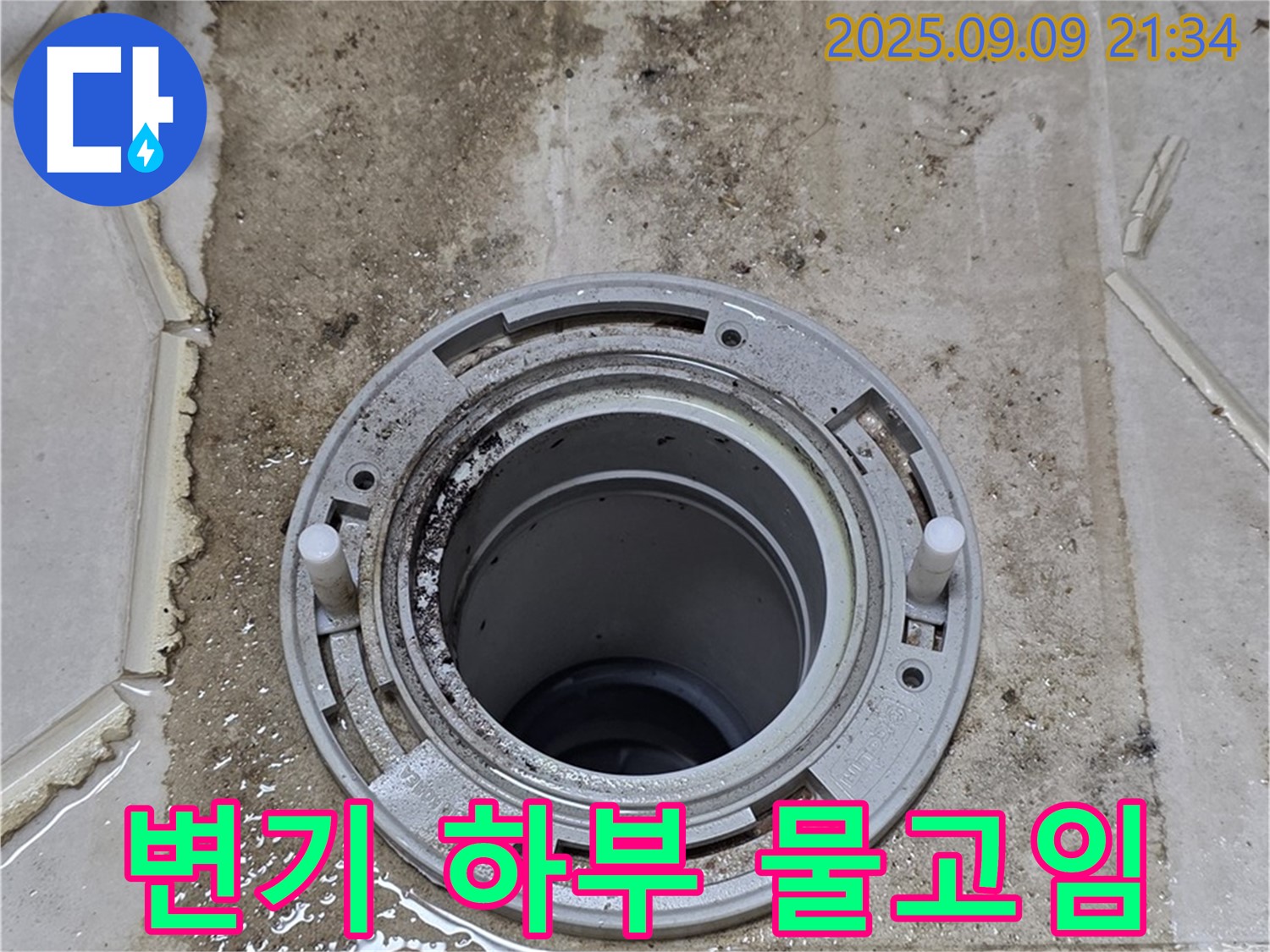 변기 하부 물고임 - 변기 하부에 고인 물