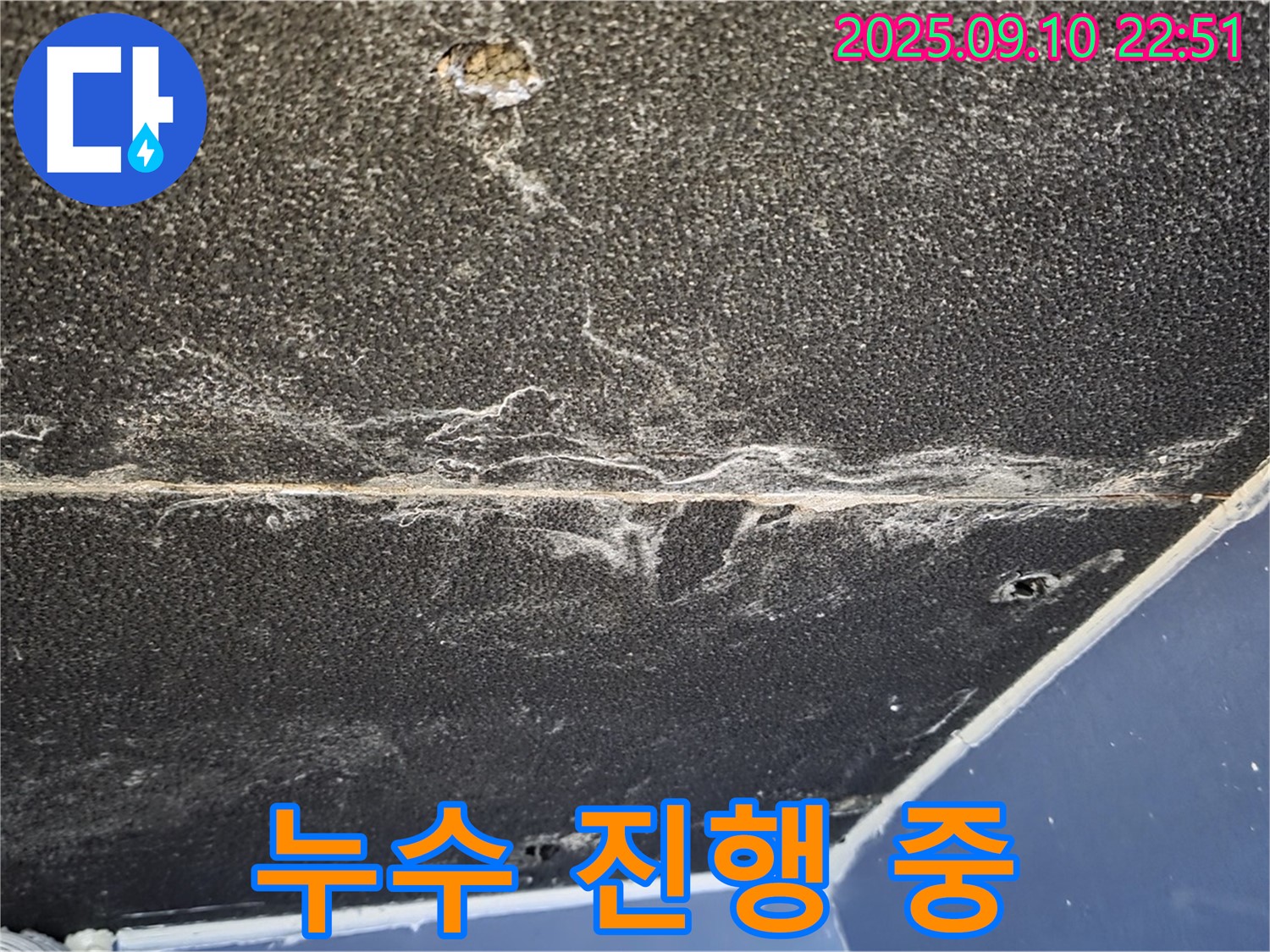 파주 동패동 운정어반프라임 아파트 천장 - 현재 누수가 진행 중인 모습입니다.