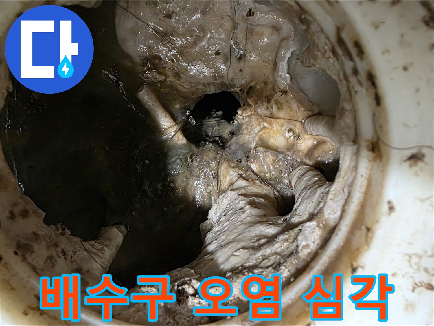 중계동 현대5차 211동 싱크대 배수구 내부 오염 - 누수 위험 경고
