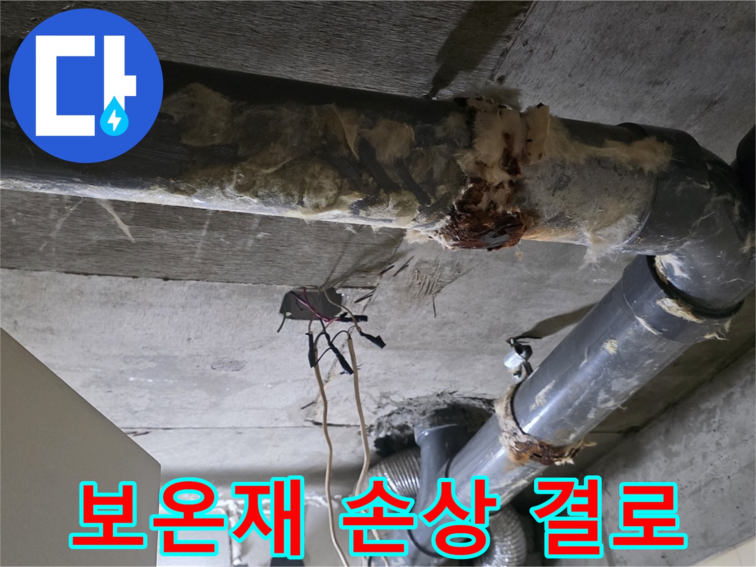 새절역 현대아파트 누수 - 오수 배관 보온재 손상 결로 발생