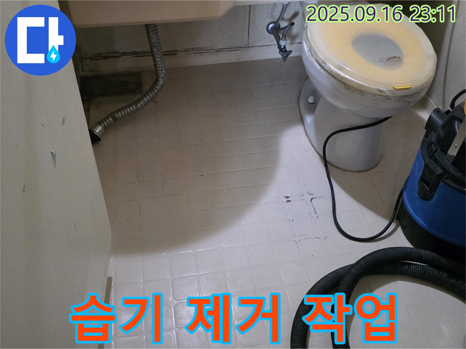 신사동 새절역 현대아파트 화장실 습기 제거 작업 현장 - 쾌적한 환경 조성