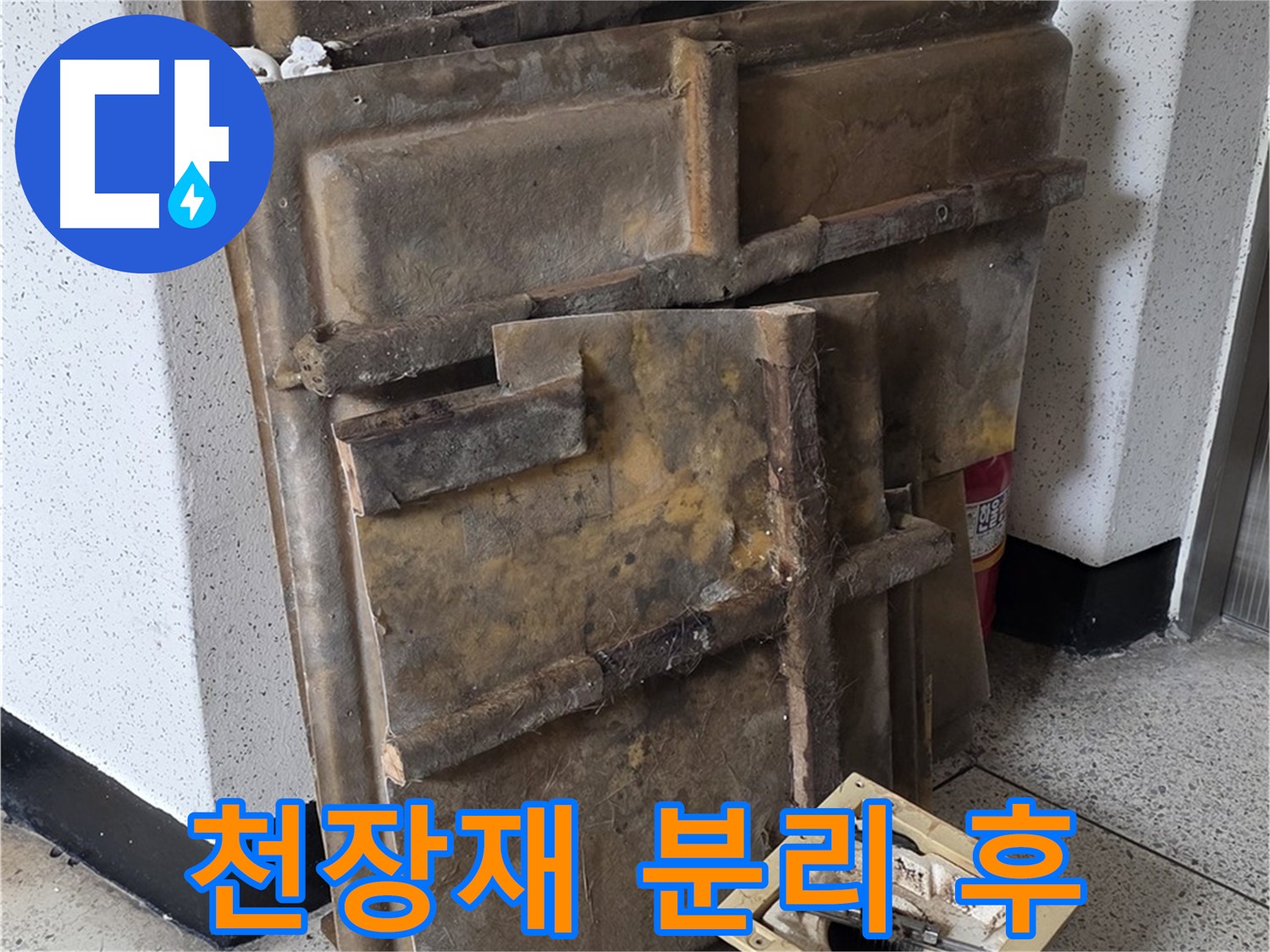 천장재 분리 후 천장 내부 모습