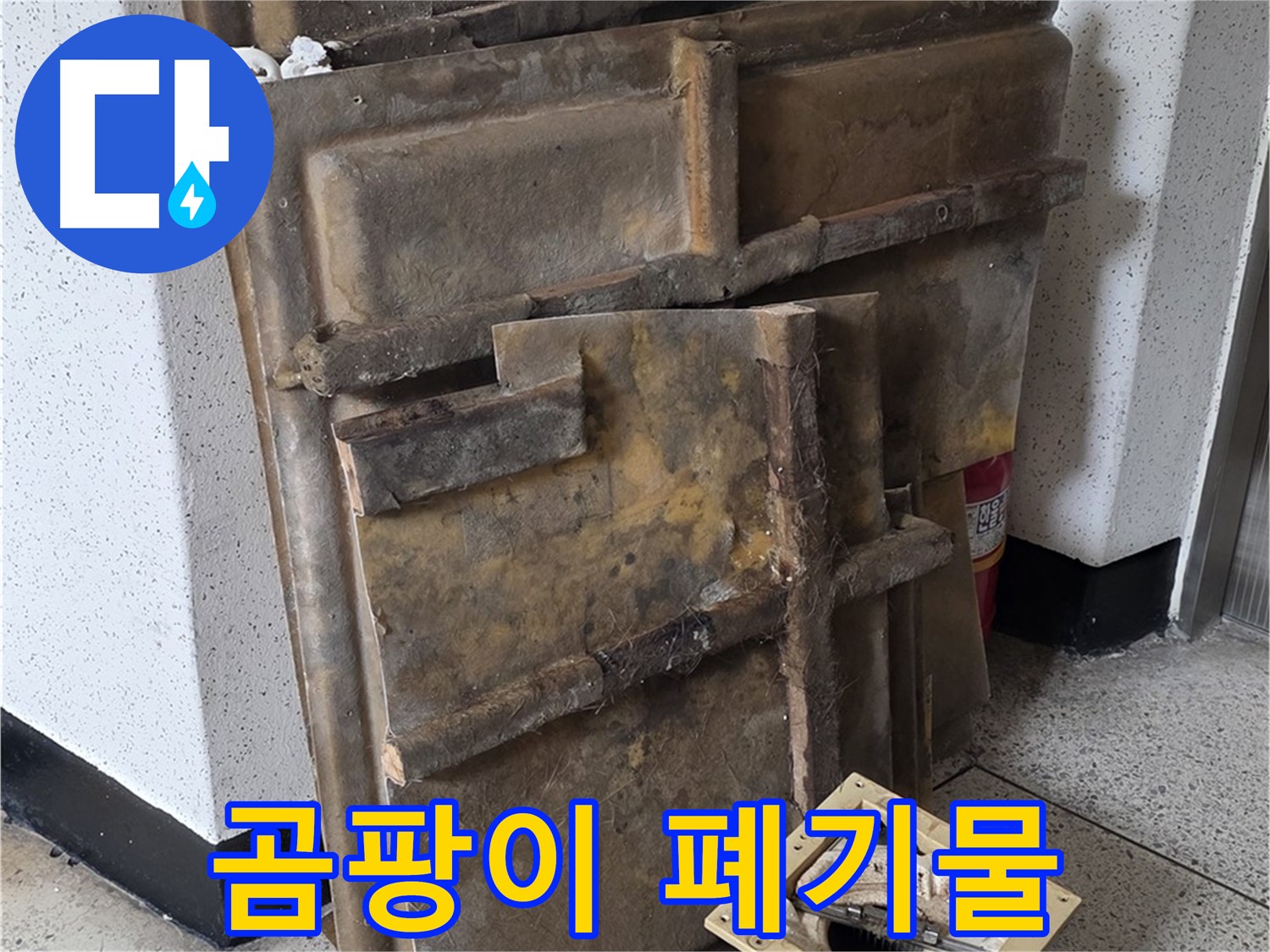 폐기물 처리 - 곰팡이 슨 석고보드와 조명