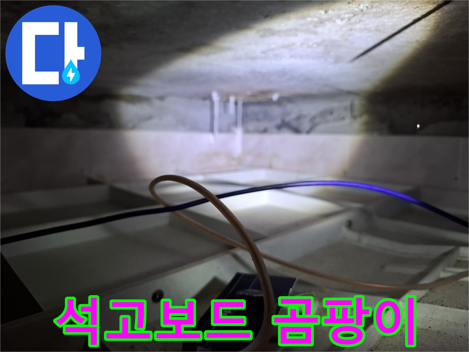 서대문구 홍은빌라 누수 - 누수로 인해 석고보드에 곰팡이가 발생한 모습입니다.