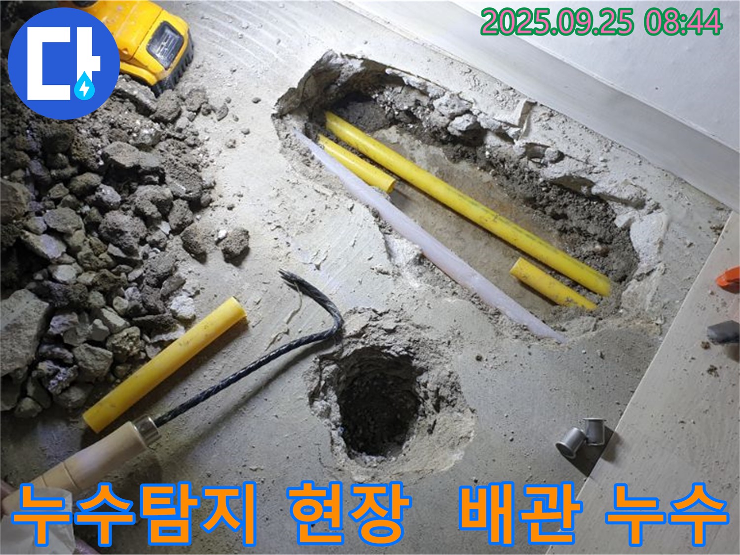 양주시 백석읍 연곡리 누수탐지 현장 - 배관 누수 부분을 꼼꼼하게 확인하고 있습니다.