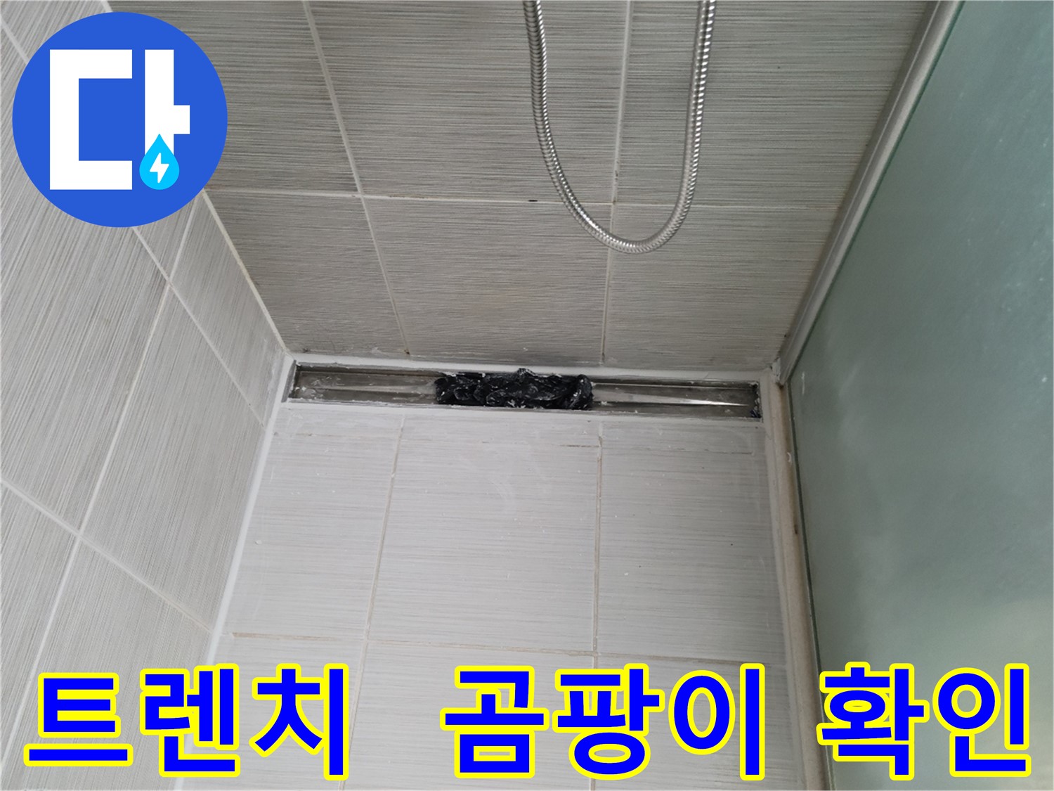 샤워부스 트렌치 누수 - 곰팡이 상태 확인