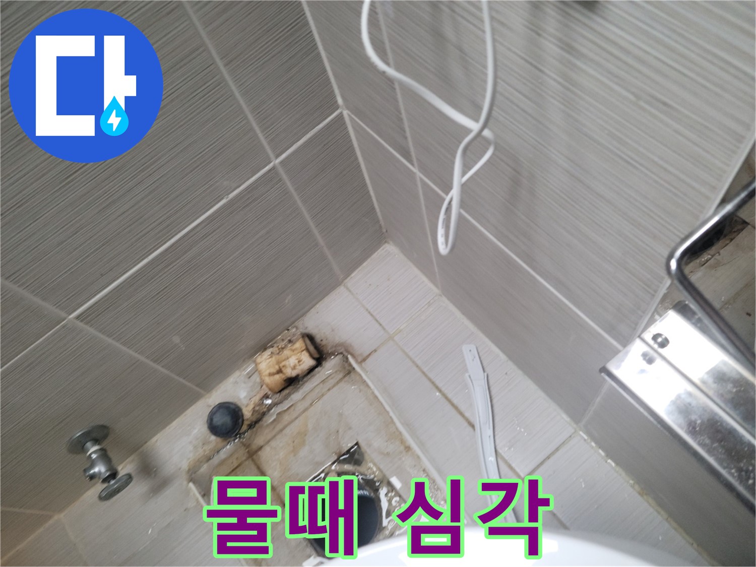 주택 욕실 배수구 주변 - 물때 심각