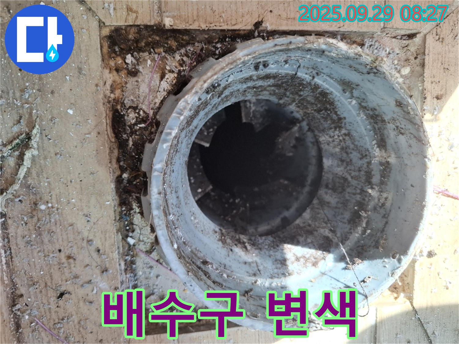양주시 광적면 우고리 - 배수구 주변 변색으로 인한 누수 가능성 조사