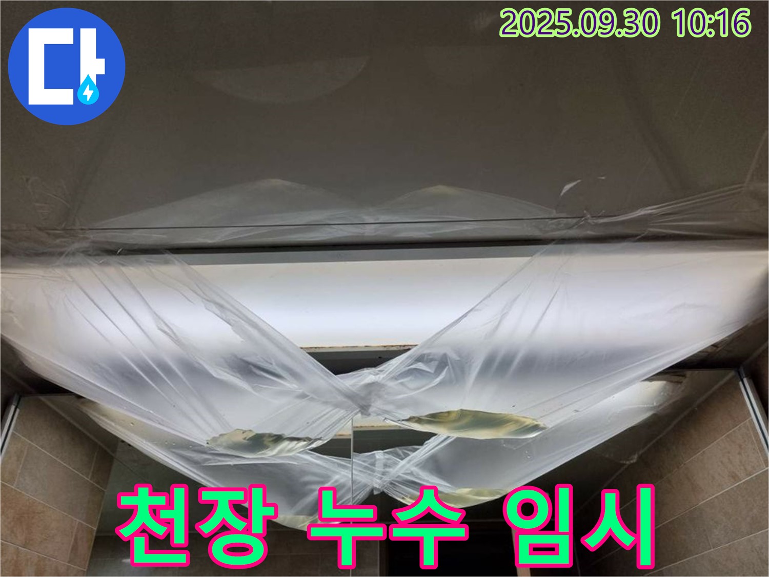 천장 누수 발생 후 임시 조치 - 즉시 전문가와 전화 상담하세요!