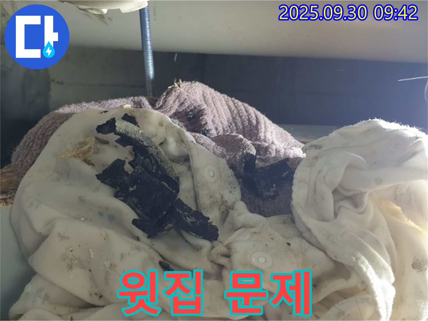 천장에서 떨어진 검은 조각 - 윗집 문제 의심 - 석우리 누수