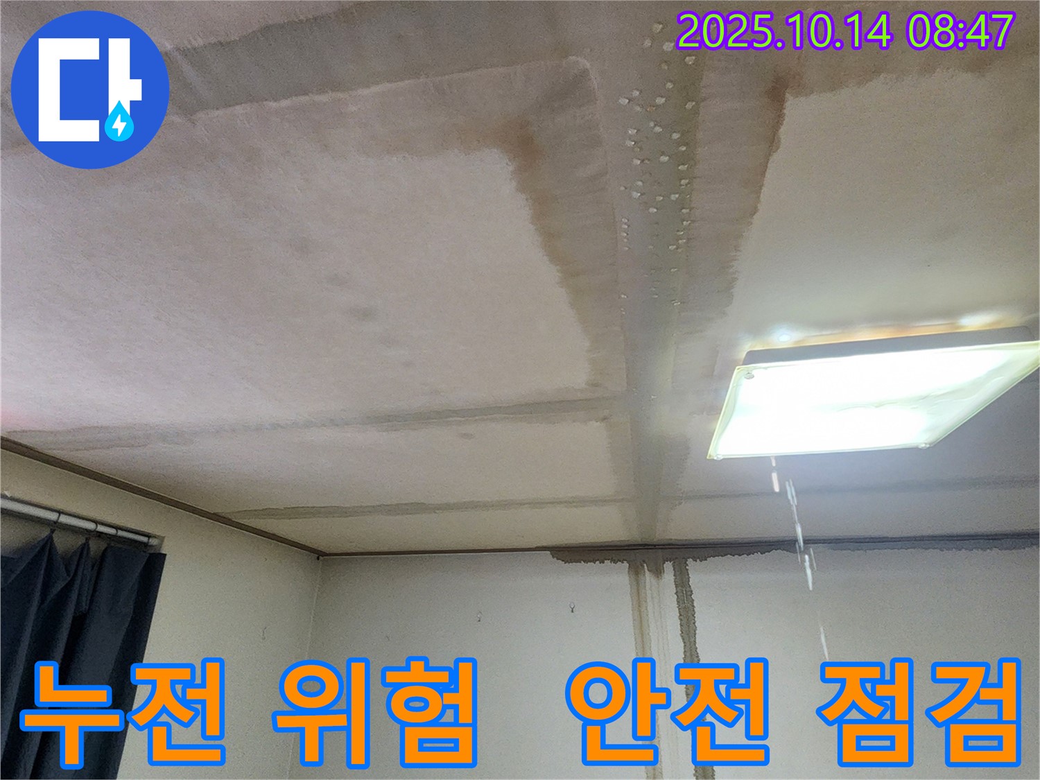 양주시 남면 두곡리 천장 누수 - 전기 누전 위험, 안전 최우선 점검