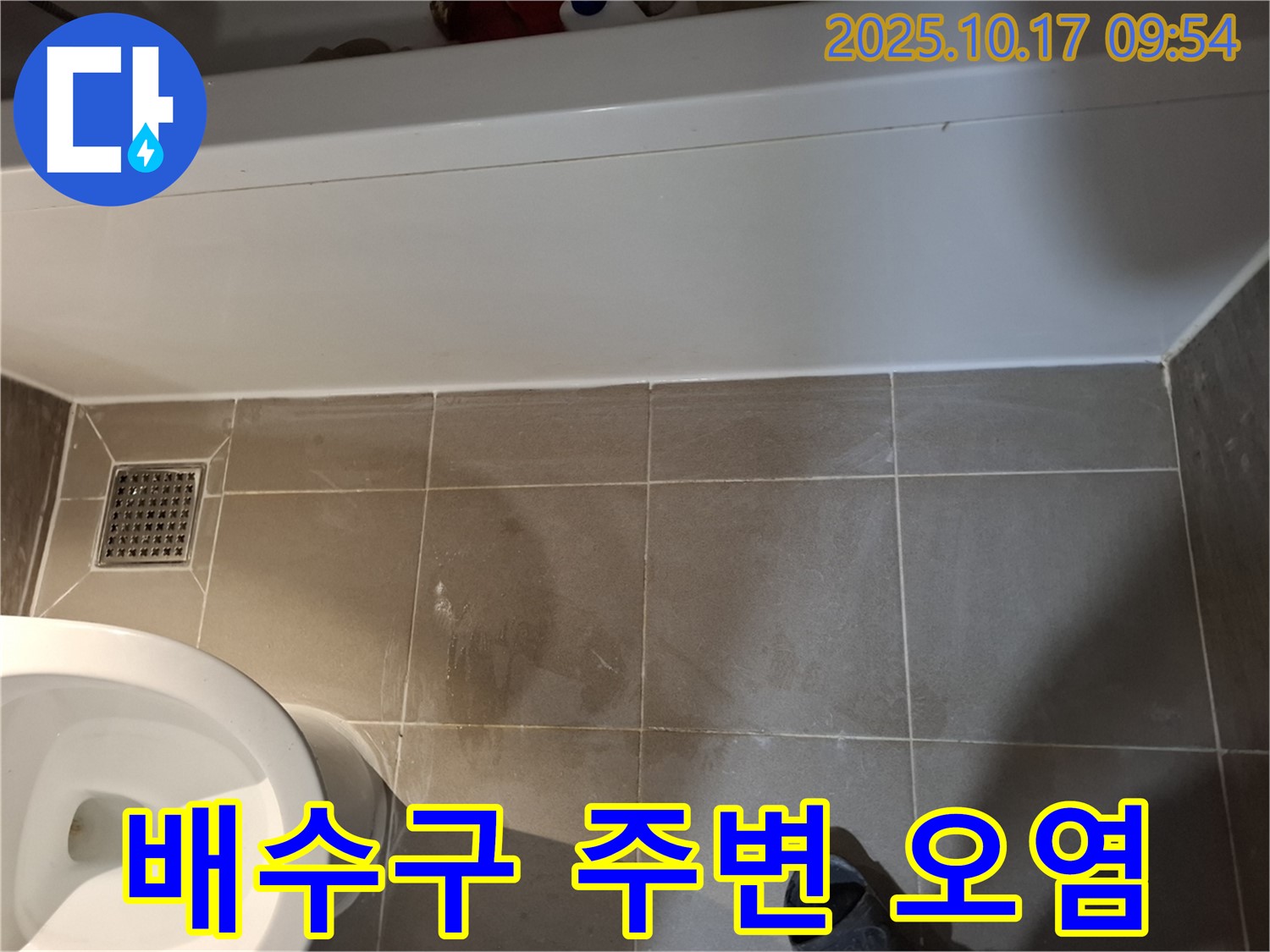 분당 봇들마을 - 욕조 배수구 주변 물때 및 곰팡이 발생
