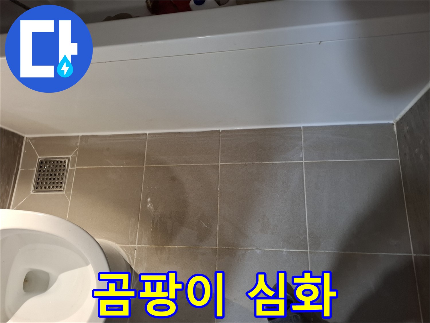 욕조 옆 타일 틈새 곰팡이 심화 - 누수 위험 신호
