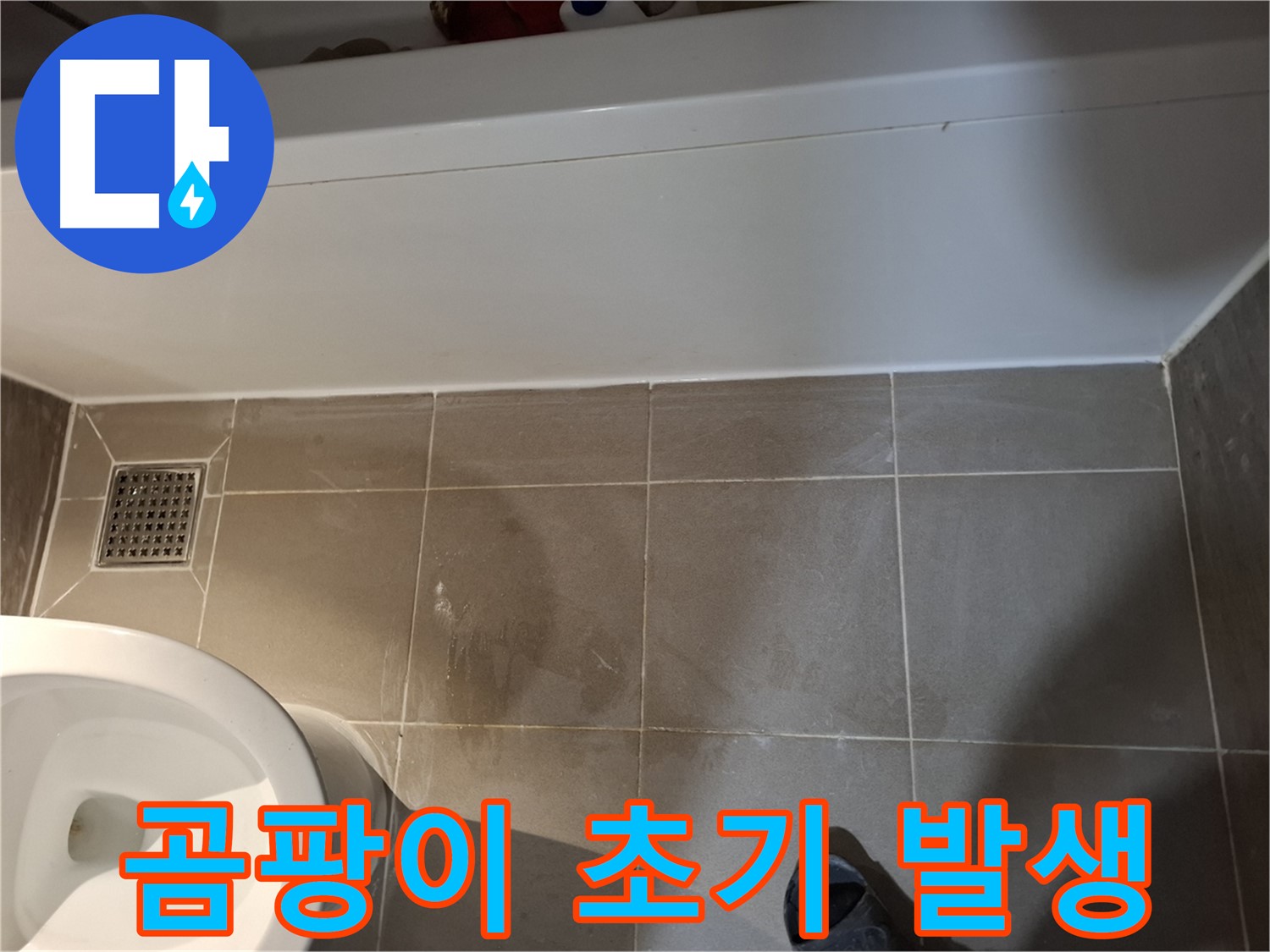 욕조 주변 타일 틈새 곰팡이 초기 발생 - 누수 의심