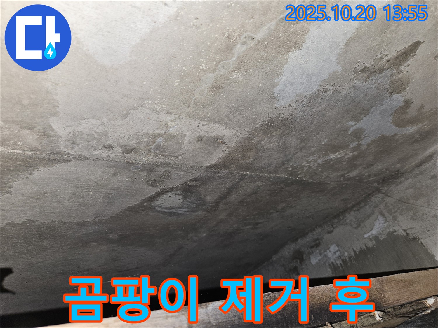 천호동 아파트 콘크리트 천장 누수 - 곰팡이 제거 후 깨끗해진 천장 이미지