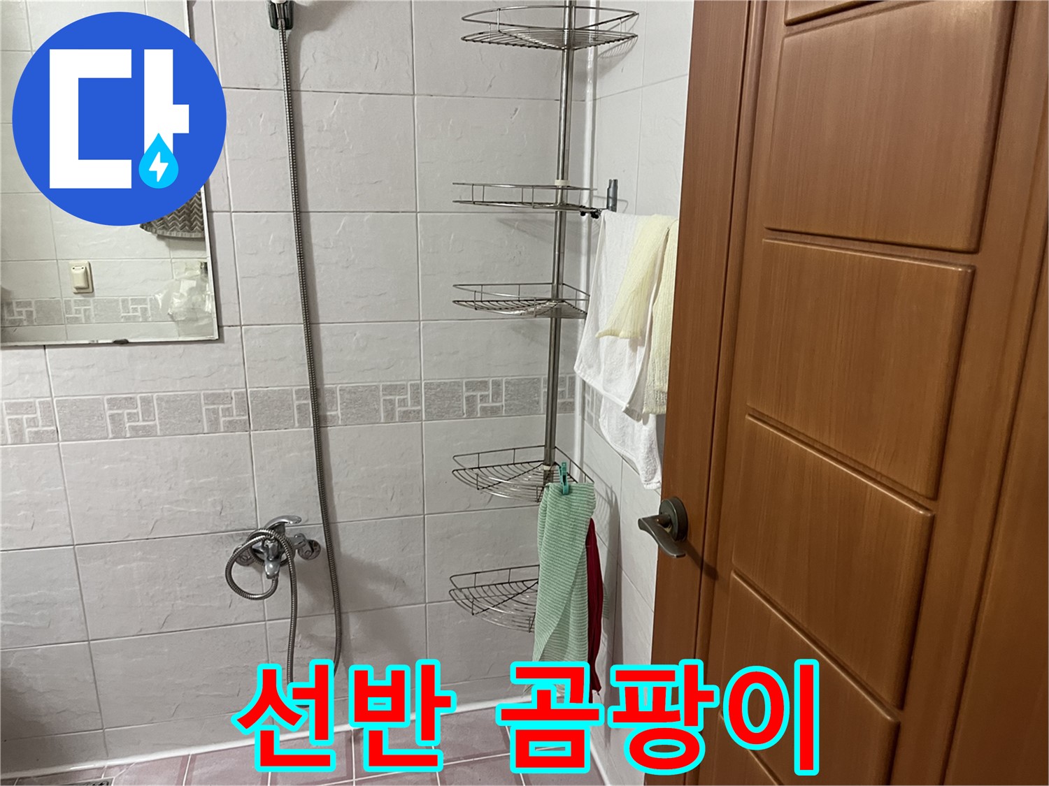 샤워기 선반 주변 곰팡이 - 습기 및 누수 의심