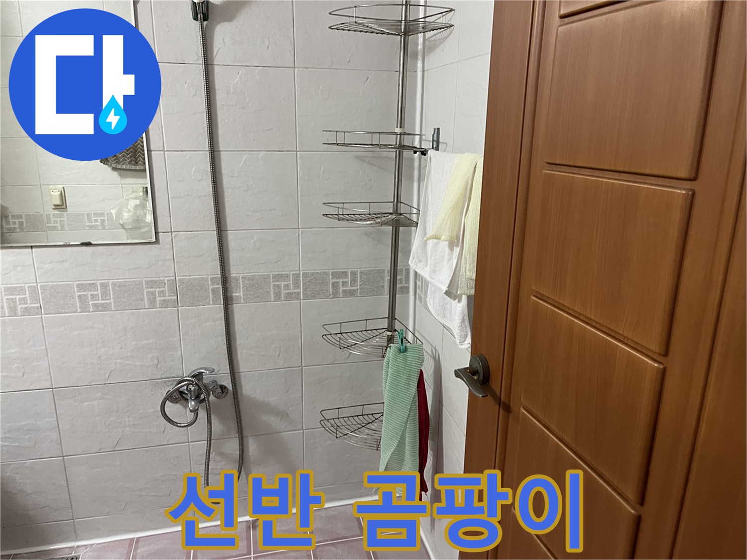 샤워기 선반 주변 곰팡이 - 습기 및 누수 의심