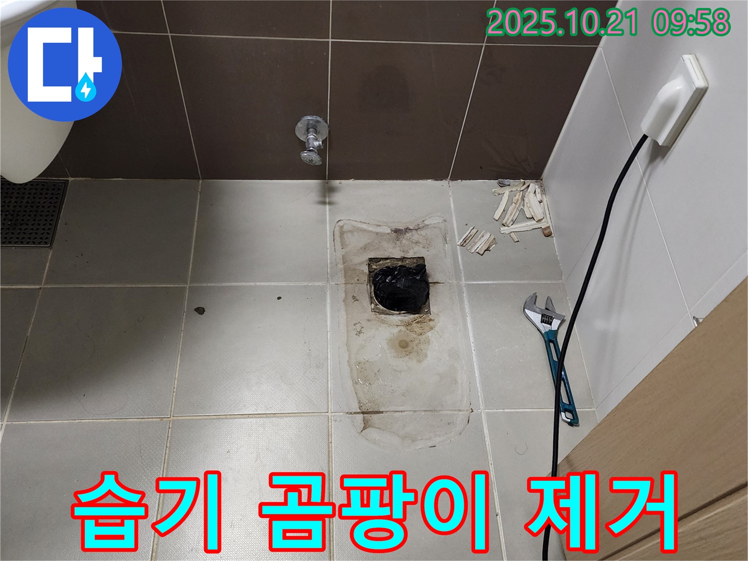 양주시 장흥면 - 변기 오수관 주변 습기 및 곰팡이 제거 작업 진행