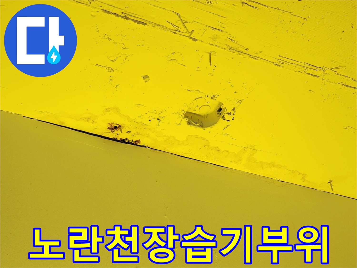 노란색-천장-마감재에-생긴-물샘-및-변색-흔적