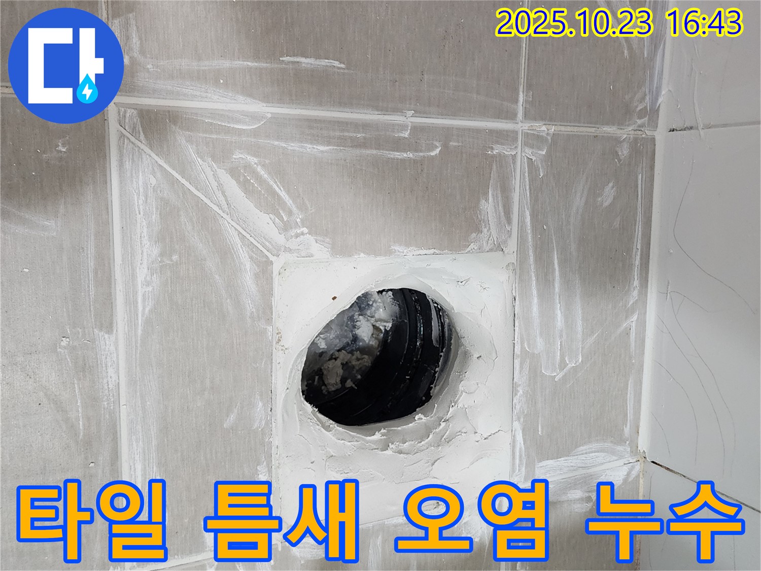 오염된 타일 틈새 - 누수 가능성
