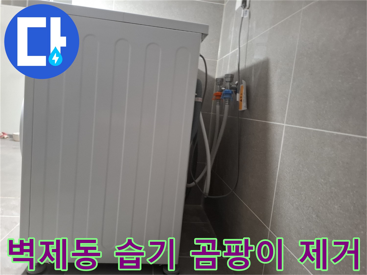 세탁기 주변 습기 및 곰팡이 제거 작업