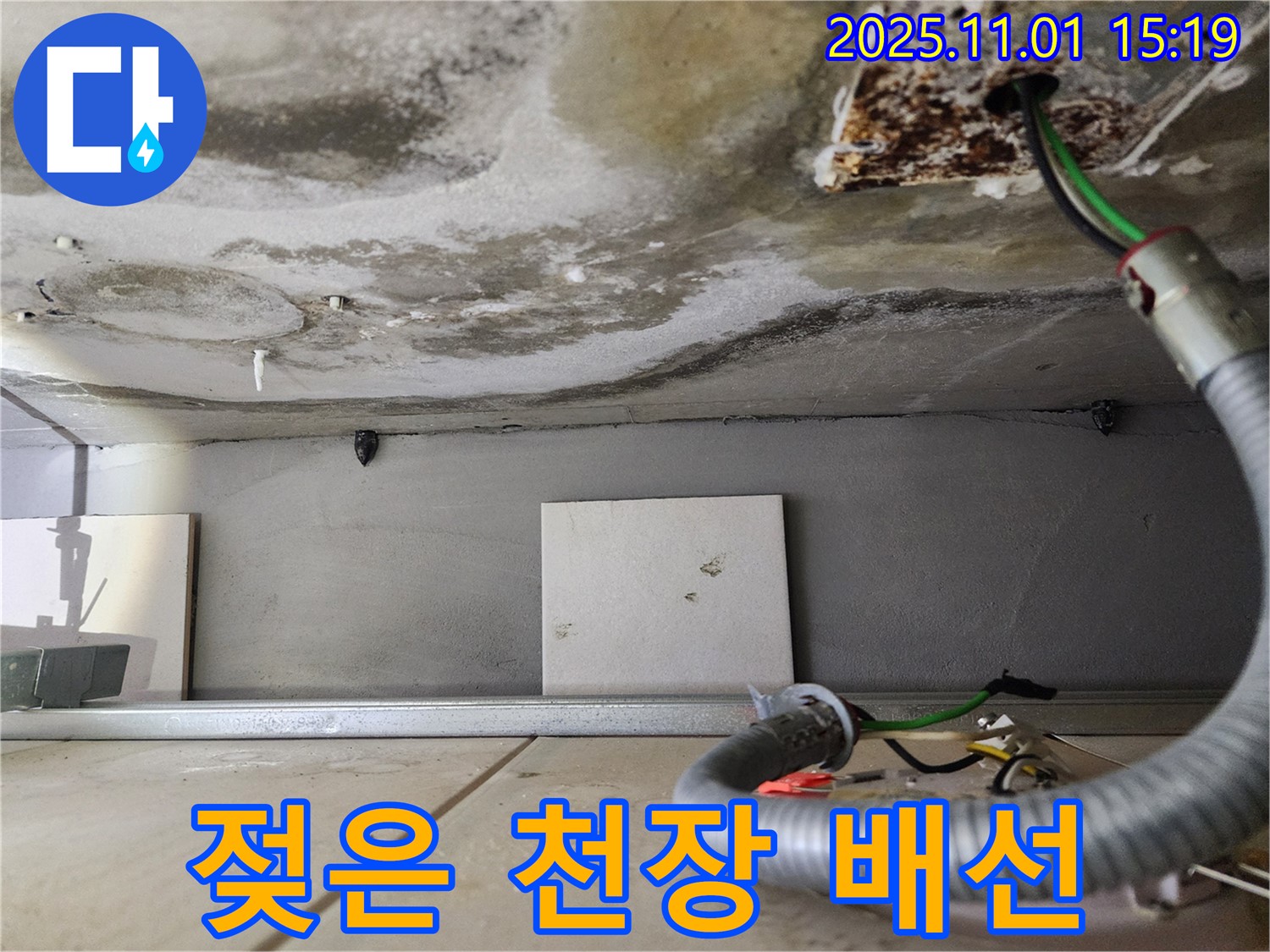 젖은 천장 - 전기 배선 안전 점검