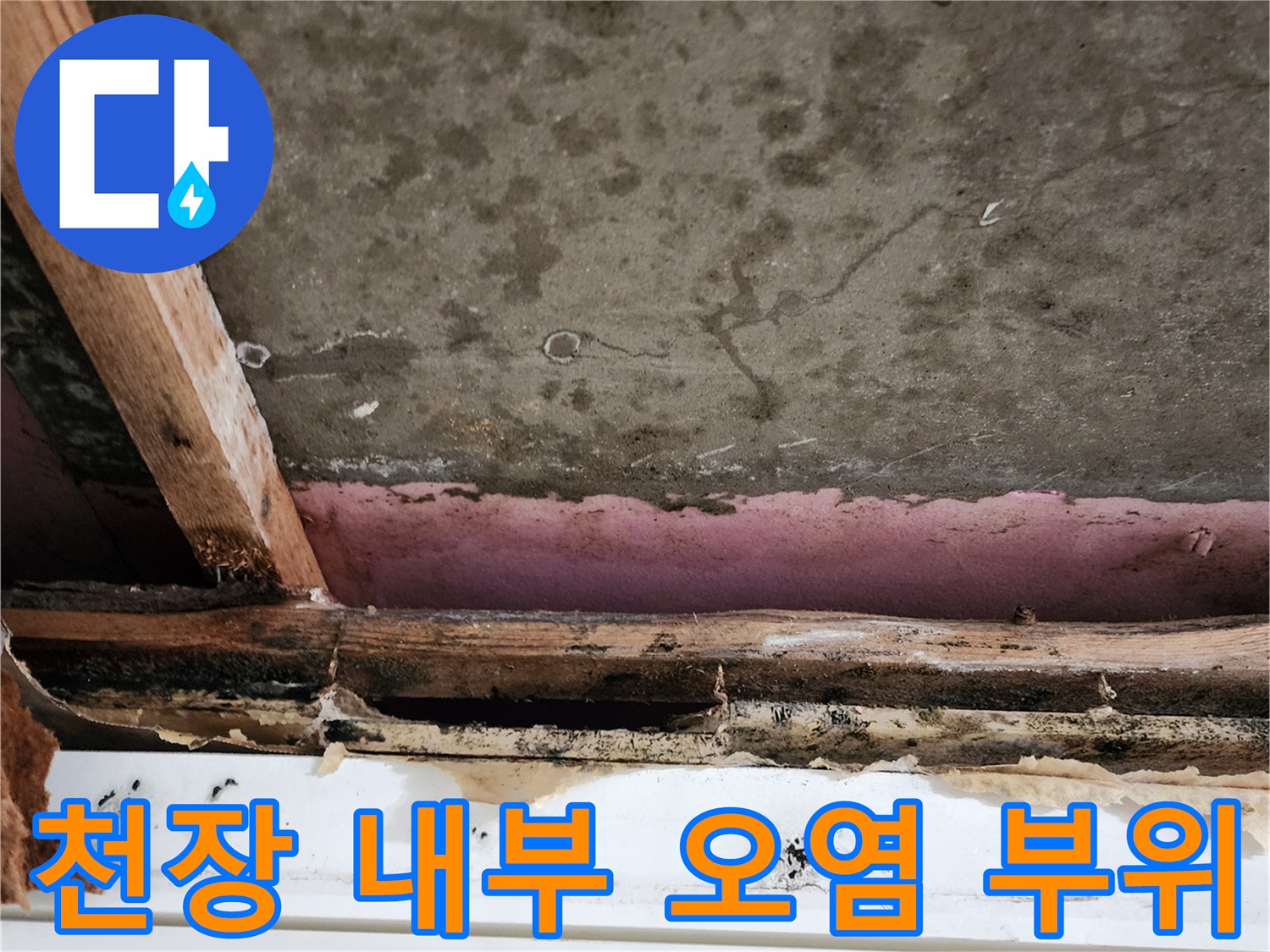 물샘-피해로-오염된-천장-내부-자재