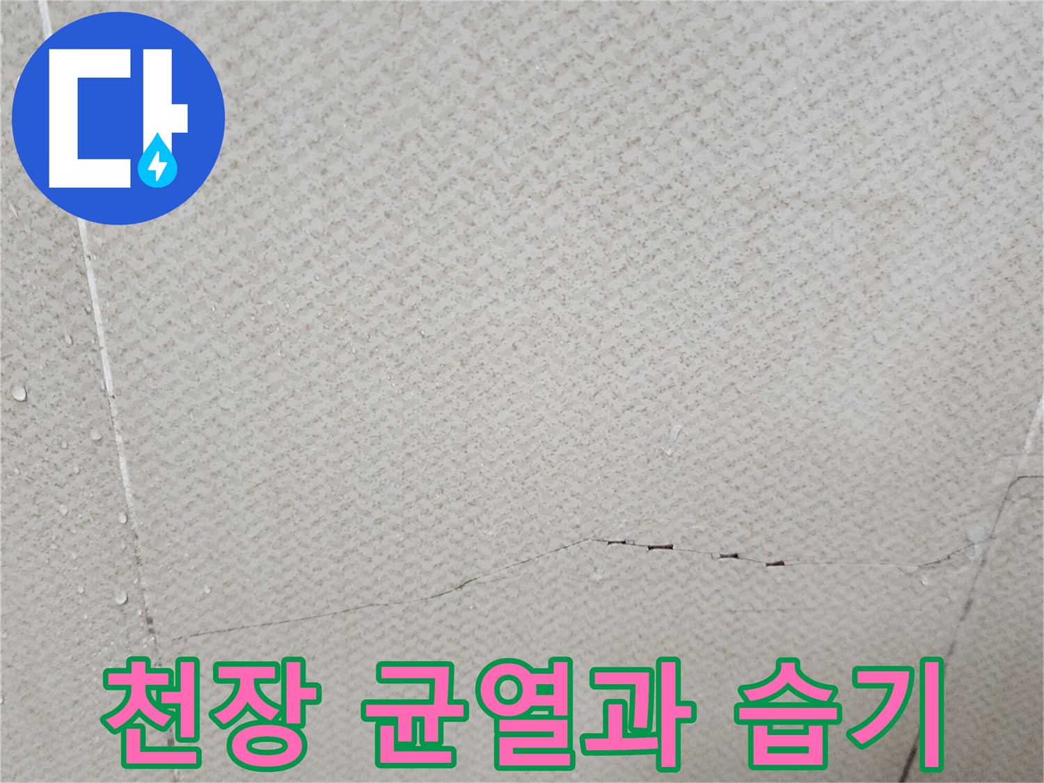 양주시 유양동 현장의 천장 타일 균열 및 습기 상태