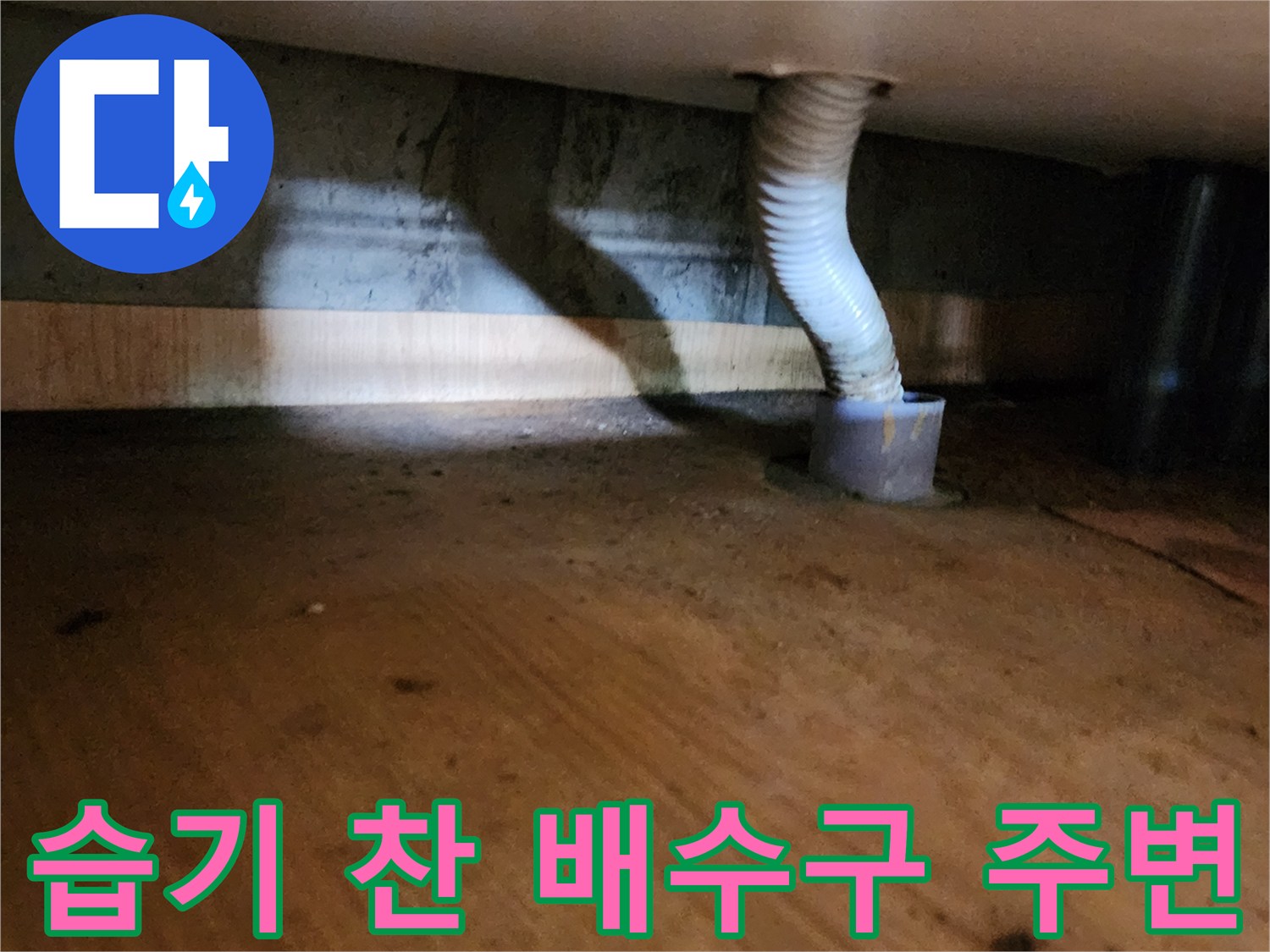 배수 호스 하단-지면 물고임 상태