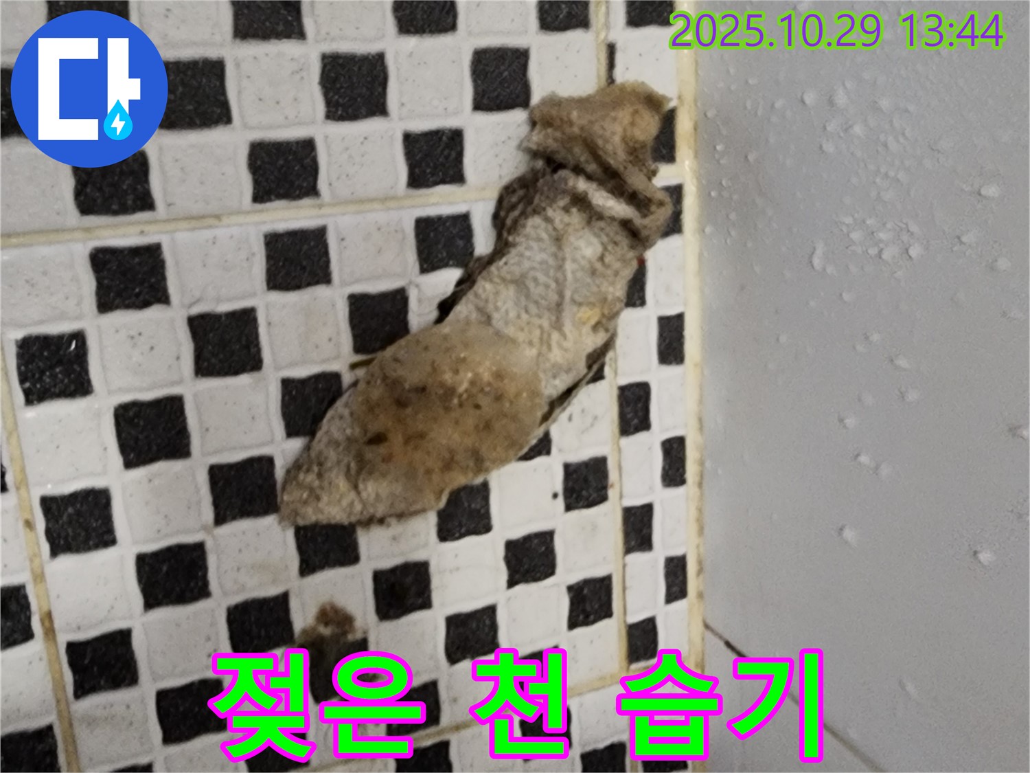 양주시 산북동 누수 현장 - 젖은 천과 습기, 누수의 증거