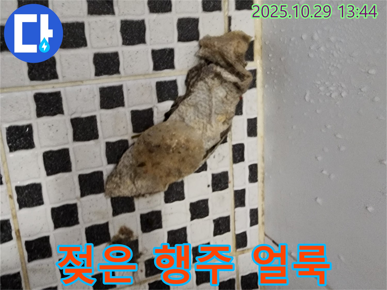 양주시 산북동 누수 현장 - 젖은 행주와 물 얼룩은 누수 초기 증상