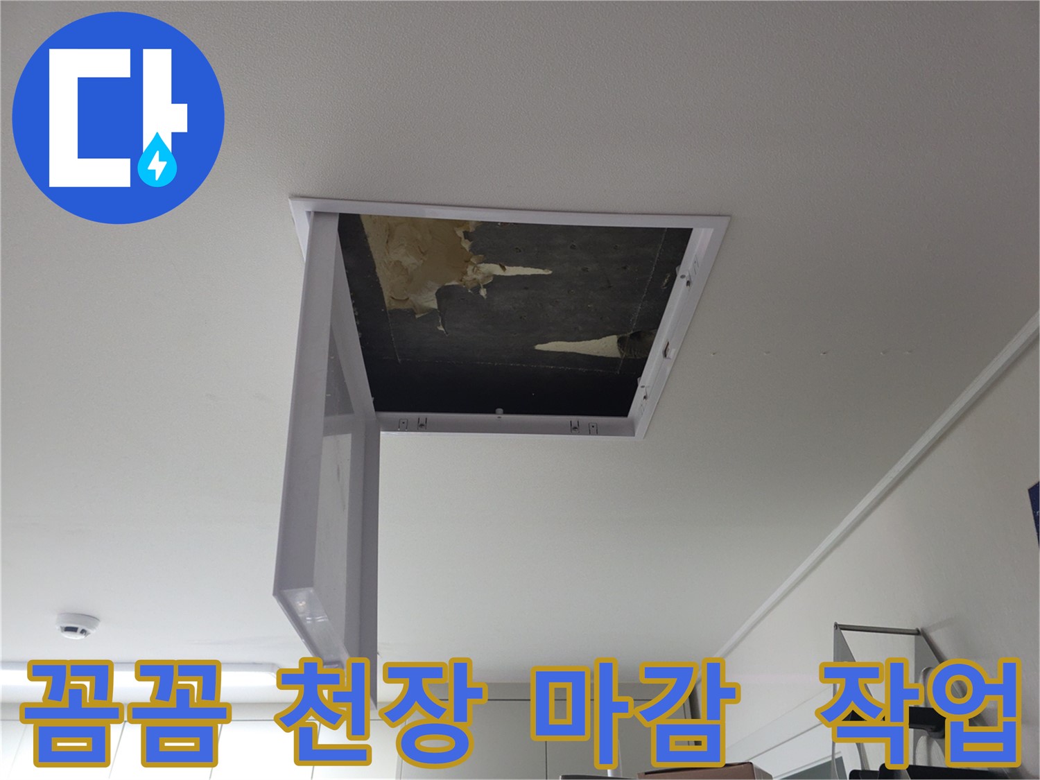 천장 마감 작업을 꼼꼼하게 진행하는 모습